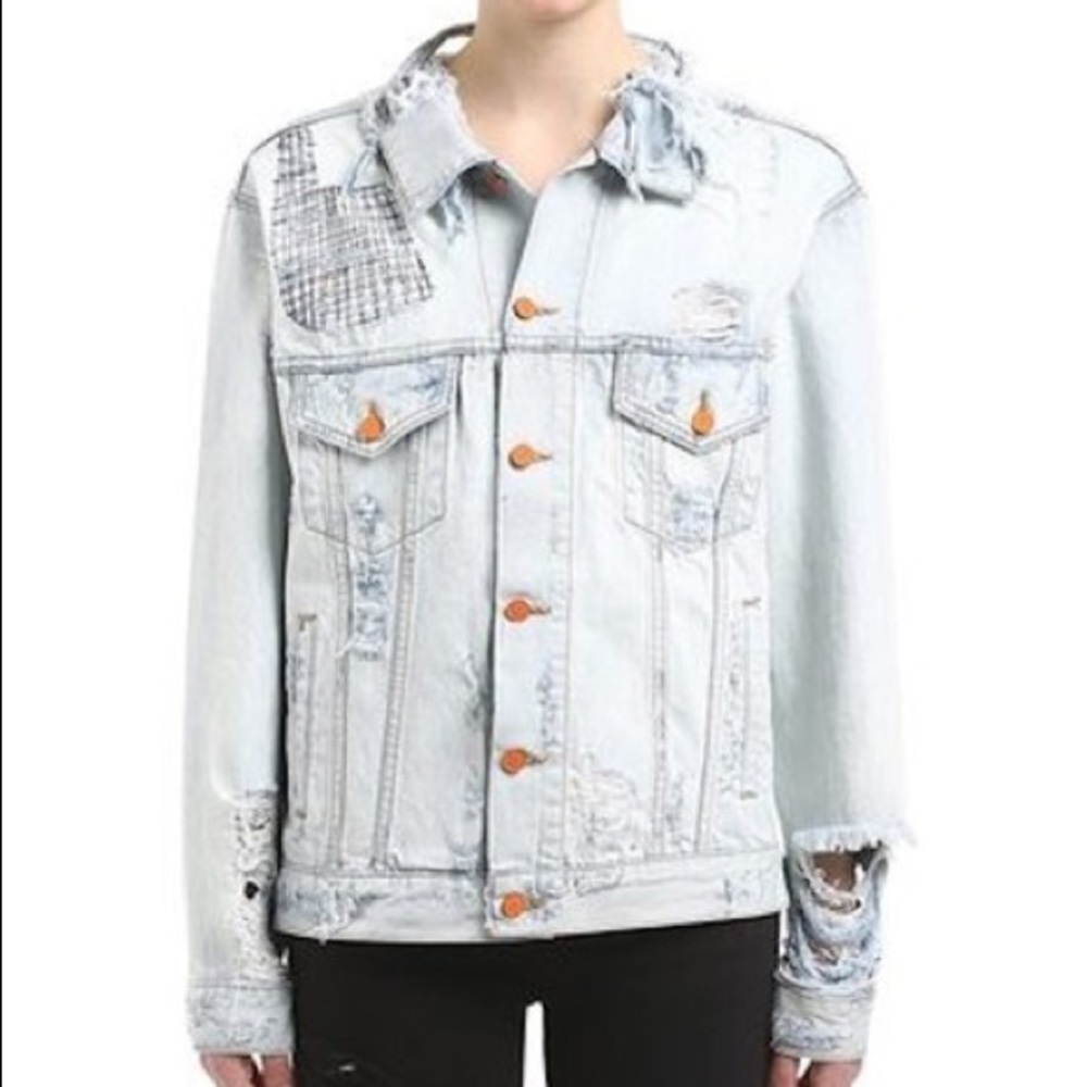 La Detresse Light Blue Destroyed Denim Jacket